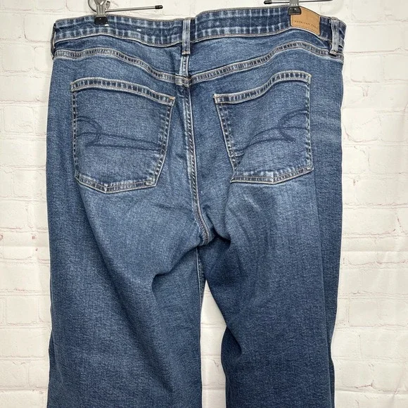American Eagle Y2K Baggy Wide Leg Jeans Women’s 16 Long Low Rise - Picture 12 of 16